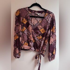 American Eagle Outfitters Patchwork Wrap Blouse